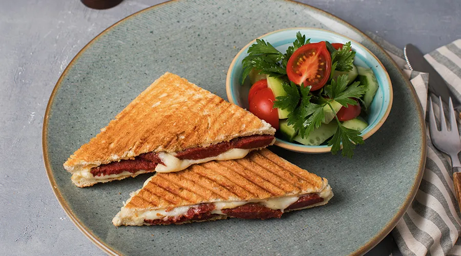 Turkish Fermented Sausage Toast With Kashar Cheese